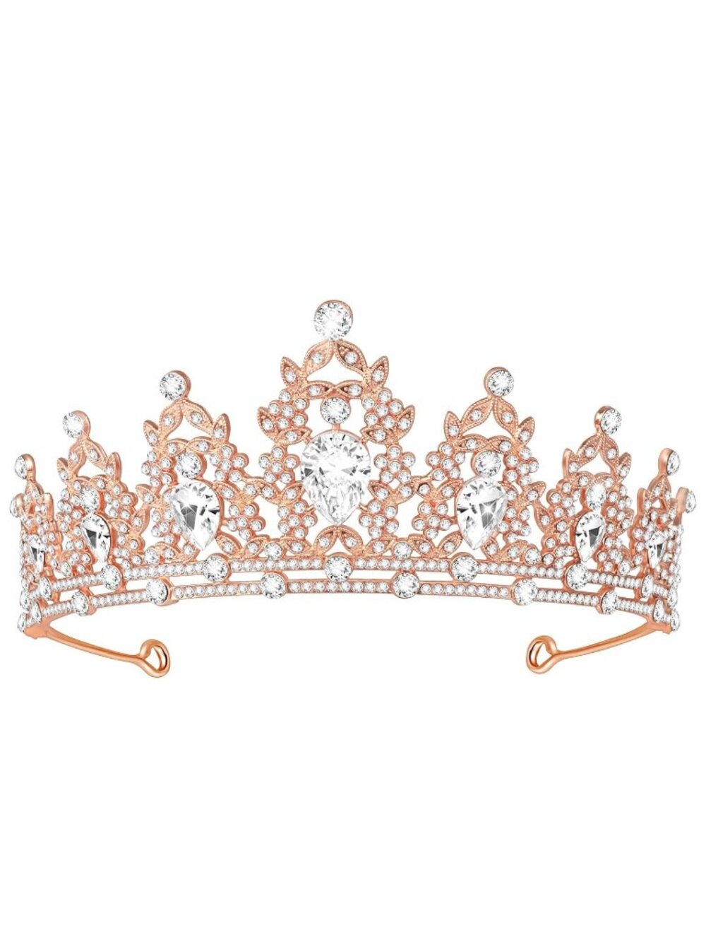 C#-Rose Queen Tiara Crown For Women Bridal Prom Birthday Party Headpiece